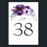 Mariage pourpre d'aubergine Cartes Numéro de table<br><div class="desc">Cartes de numéro de table mariage de fleurs violettes</div>