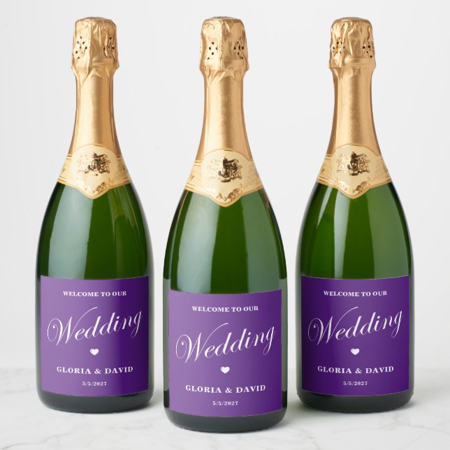 Mariage pourpre Étincelant Étiquette de vin (Bouteilles)