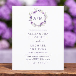 Mariage Poussiéreux Violet Floral Monogramme de Bu