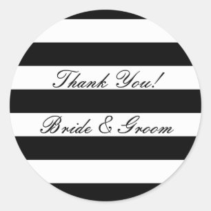 Mariage rayé noir et blanc merci stickers