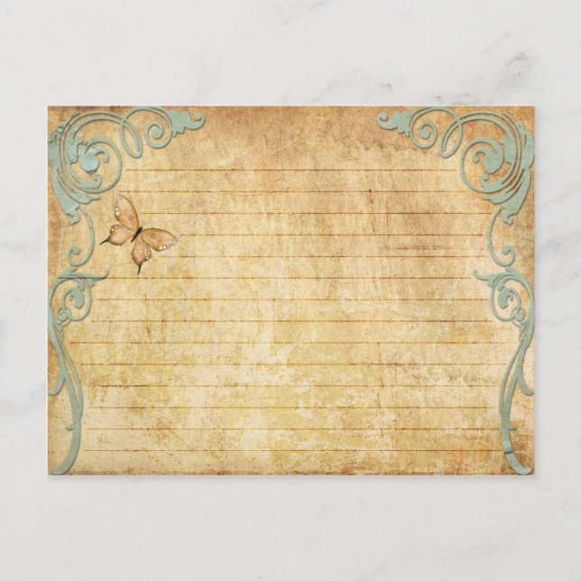 Mariage Recette Carte Papillon Vintage (Devant)