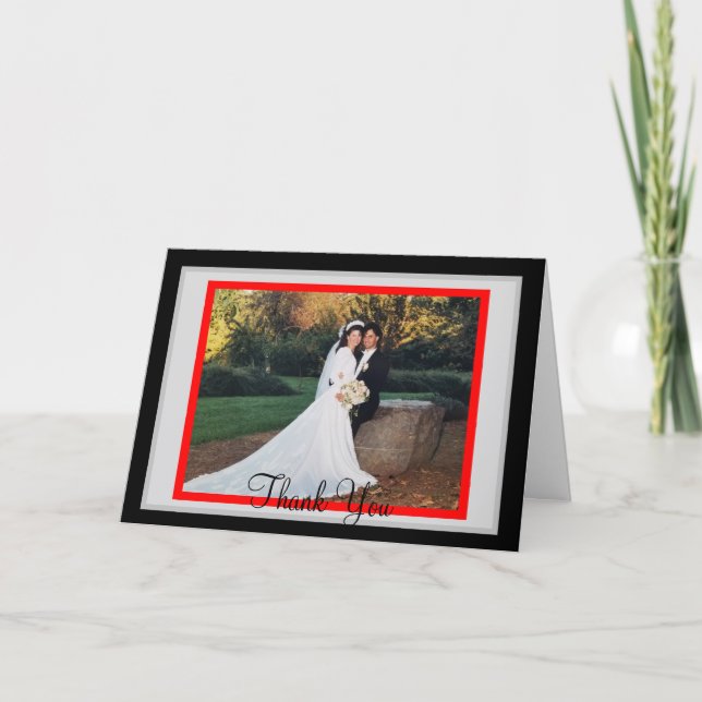 Mariage Red Black Photo Merci Cartes (Devant)