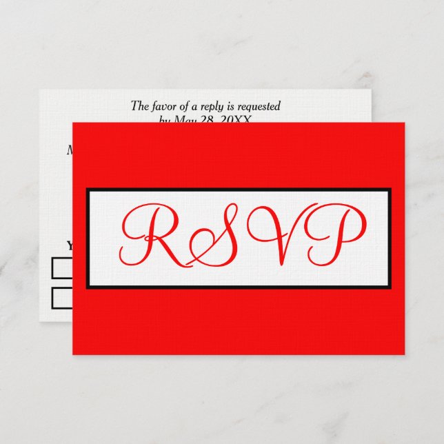 Mariage Red White RSVP (Devant / Derrière)