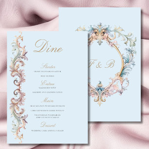 Mariage Regency Era Blue Baroque Crest Menu