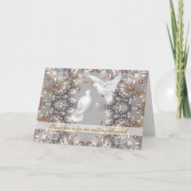 Mariage Répétition Invitation Doves Défilement (Devant)
