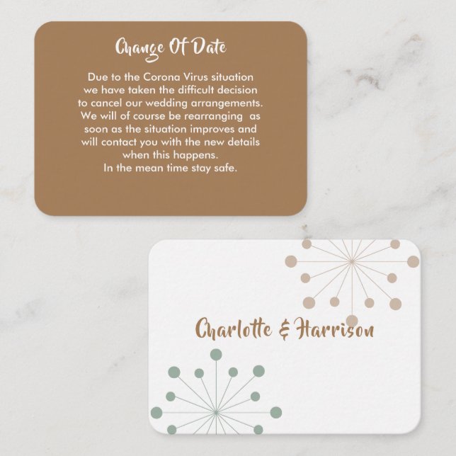 Mariage Reporté Changement De Date Faire-part (Devant / Derrière)
