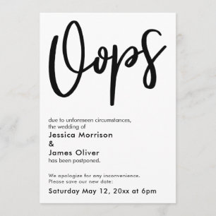 Mariage reporté "Oops" Faire-part humoristique