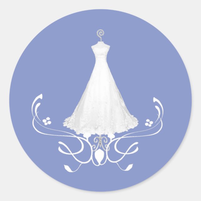 Mariage Robe Bleu enveloppe autocollant (Devant)