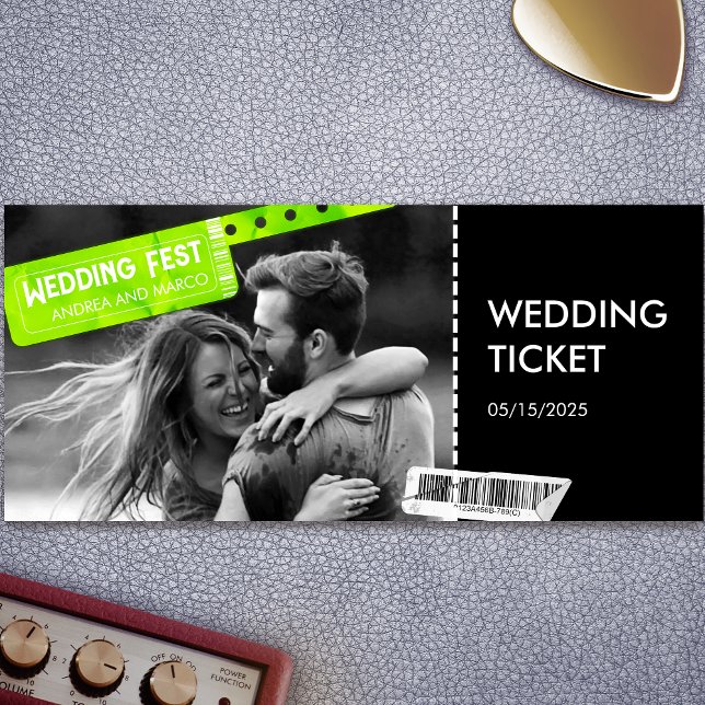 Mariage Rock and Roll Billetterie Concert Boarding (wedding ticket boarding pass music festival)