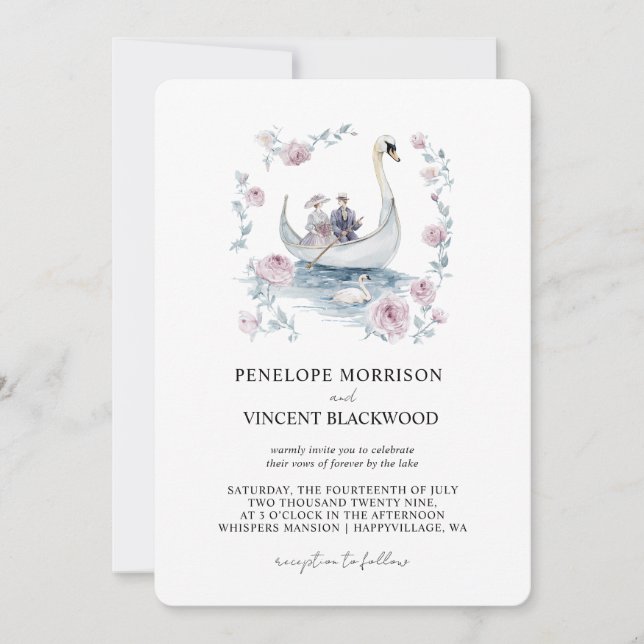 Mariage romantique par Lake Invitation (Devant)