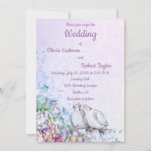 Mariage romantique personnalisé colombes blanches