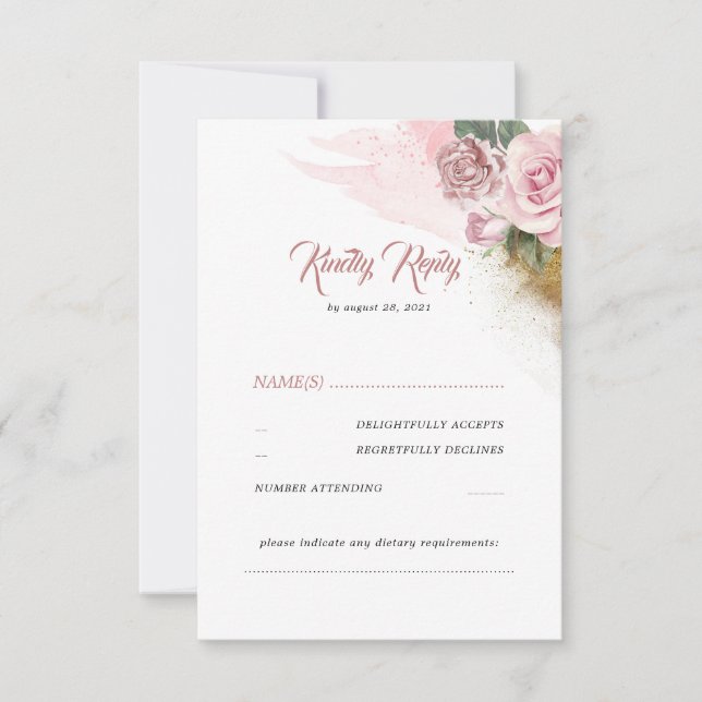 Mariage romantique Rose Rose Dusty RSVP (Devant)