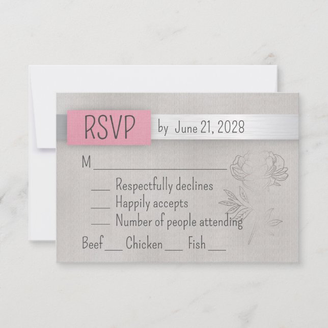 Mariage rose, argent et gris RSVP (Devant)