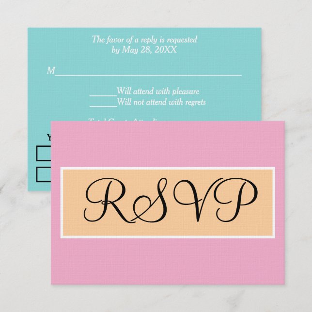 Mariage Rose Beige Bleu Térébenthine RSVP (Devant / Derrière)