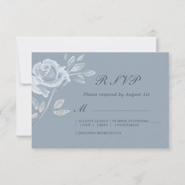 Mariage Rose bleu Dusty minimum RSVP (Devant)
