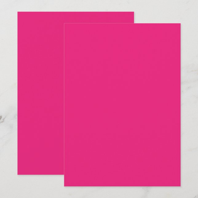 Mariage Rose Chaud | Invitation de couleur unie au (Devant / Derrière)