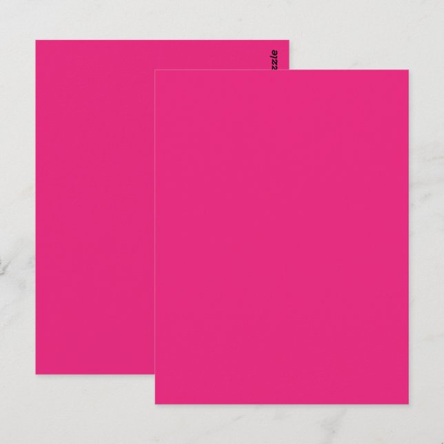 Mariage Rose Chaud | Invitation de couleur unie au (Devant / Derrière)