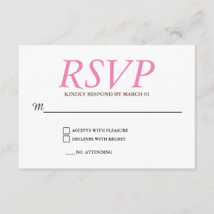 Mariage rose clair RSVP Réponse
