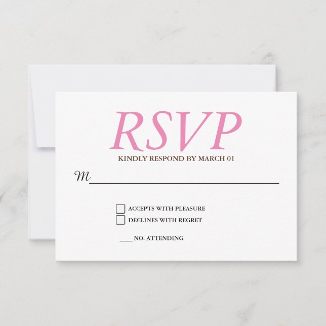 Mariage rose clair RSVP Réponse (Devant)