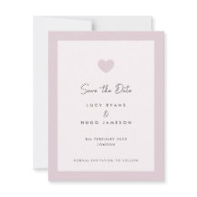 Mariage rose Coeur Design Enregistrer la carte de