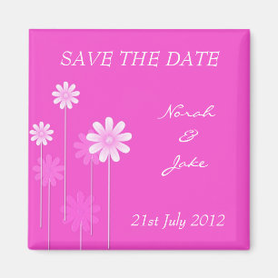 Mariage Rose Daisy Enregistrer La Date Magnet
