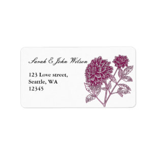 mariage rose de dahlia, étiquette de adresse de