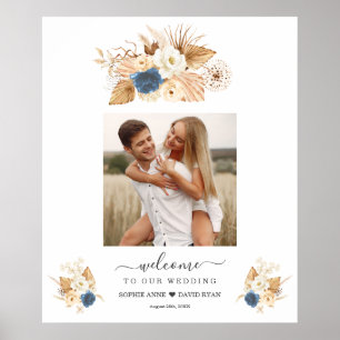 Mariage Rose Dusty Blue Peach Affiche de bienvenue