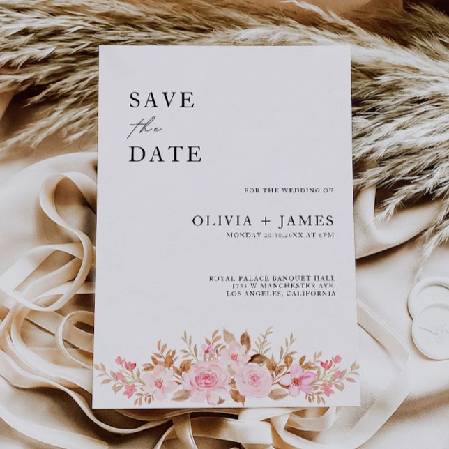 Mariage rose Enregistrer la date Invitation (Rose Wedding Save the Date Invitation)