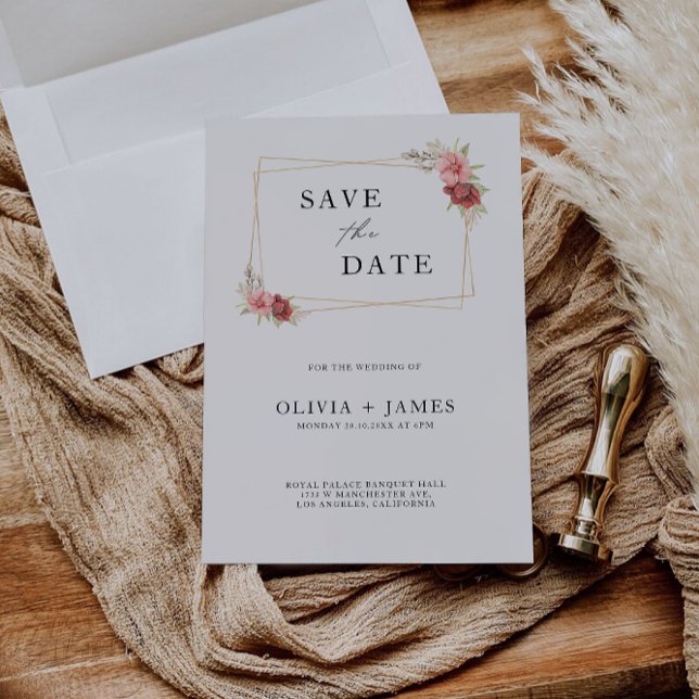 Mariage rose Enregistrer la date Invitation (Rose Wedding Save the Date Invitation)