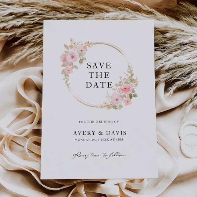 Mariage rose Enregistrer la date Invitation (Rose Wedding Save the Date Invitation)