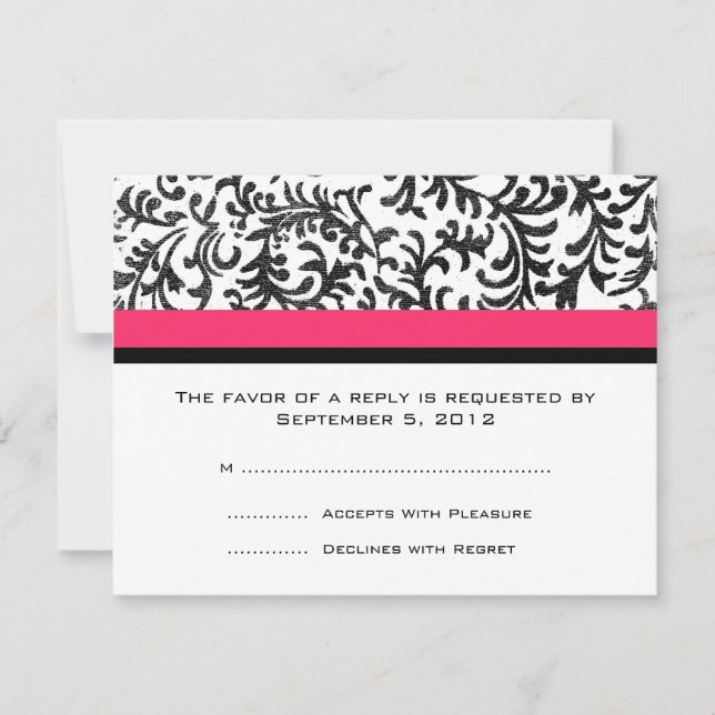 Mariage rose et noir chaud RSVP (Devant)