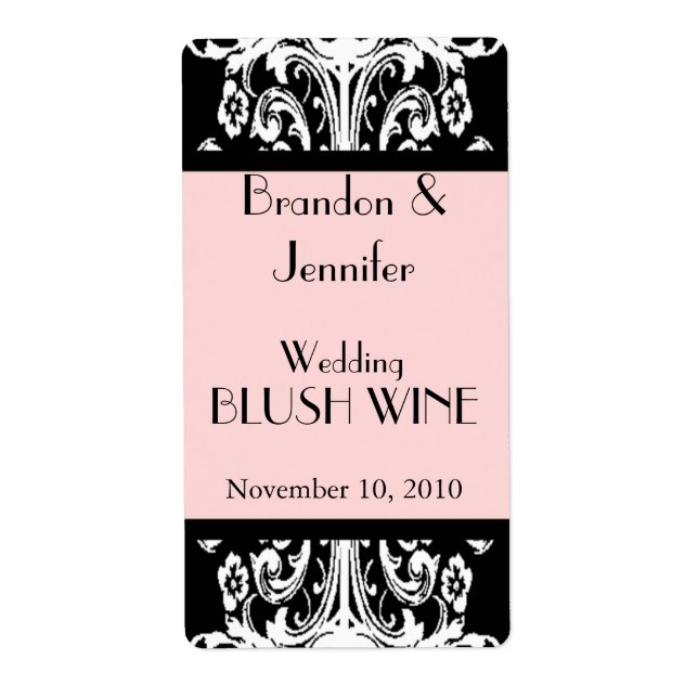 Mariage rose et noir  Mini Étiquettes de vin (Devant)