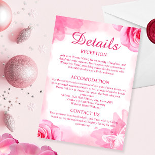 Mariage rose Floral Détails Carte de boîtier