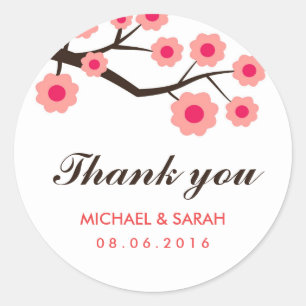 Mariage rose Floral Favor Sticker Merci