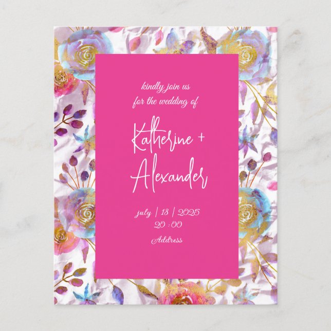 Mariage rose floral Lily Invitation classiques (Devant)