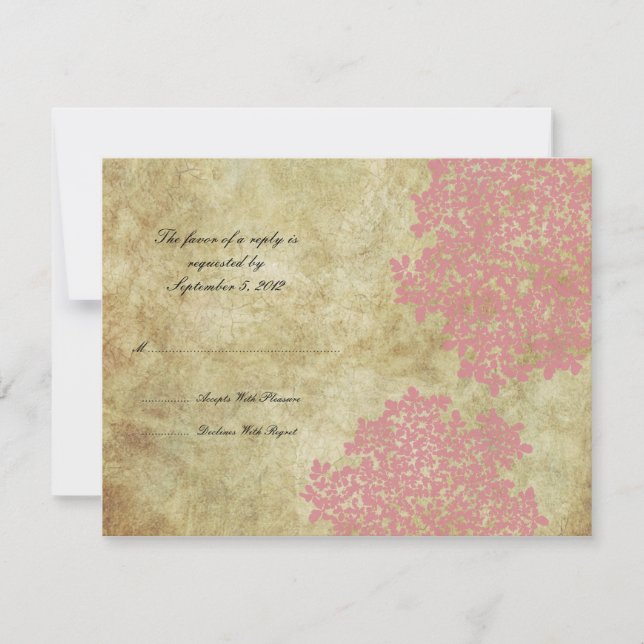 Mariage rose floral vintage RSVP (Devant)