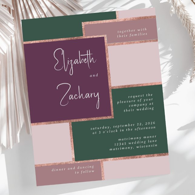 Mariage Rose Gold Émeraude Vert Pourpre Budget (Créateur téléchargé)