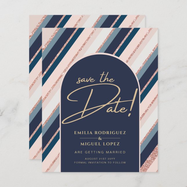Mariage Rose Gold Fard à Joues Bleu Nuit Lunaire (Devant / Derrière)