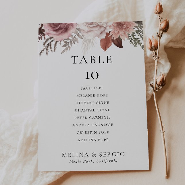 Mariage rose Gold Tableau 10 Carte graphique de si (Créateur téléchargé)