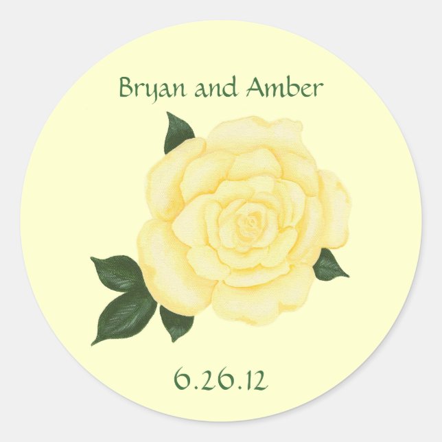 Mariage rose jaune Enregistrer la date Stickers (Devant)