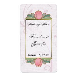 Mariage rose Lotus Mini Étiquettes de vin