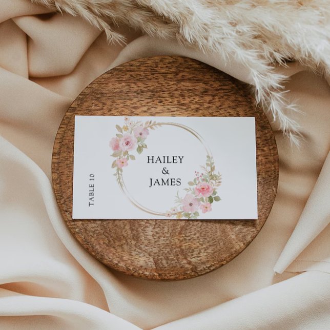 Mariage rose  Modèle de cartes (Rose Wedding Place cards Template)