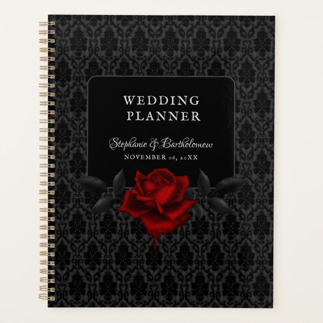 Mariage Rose noire damassée gothique (Devant)
