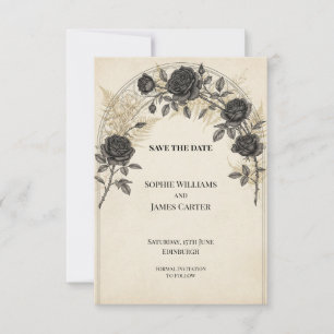 Mariage Rose Noire Fernes Or Save the Date