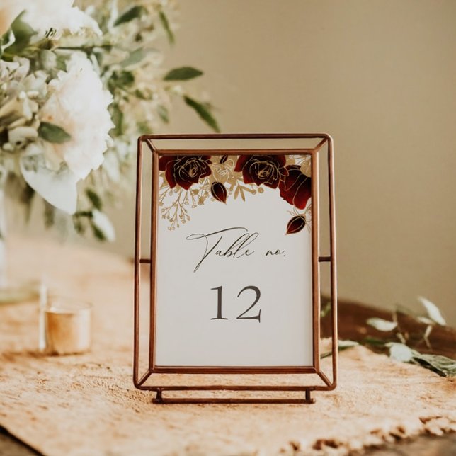 Mariage Rose or Aquarelle Numéro de table (Créateur téléchargé)