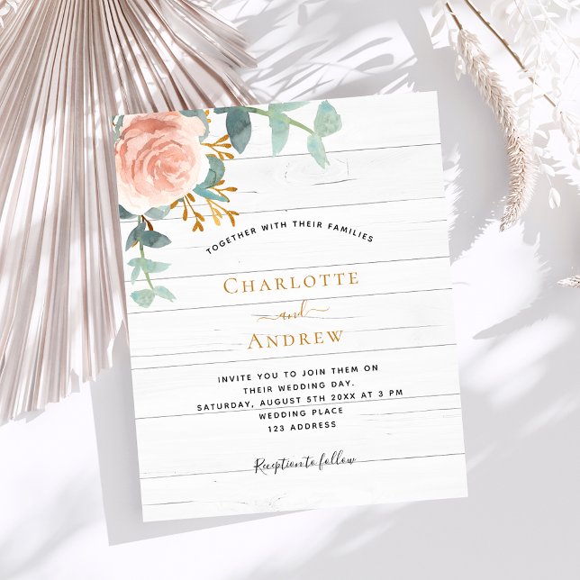 mariage rose or fleuri bois blanc budget (Créateur téléchargé)