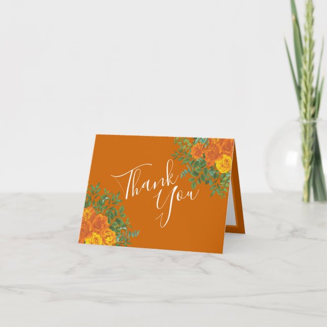 Mariage Rose Orange & Rust Fall Peony Merci  (Devant)