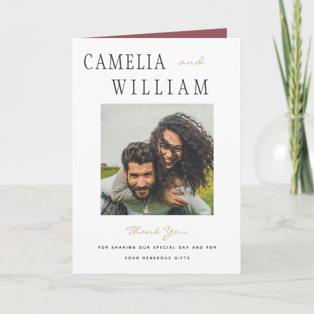 Mariage Rose rose or Dusty Merci PHOTO (Devant)