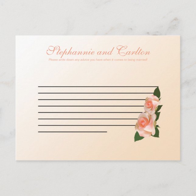 Mariage Rose rose pâle  de conseil écrit (Devant)