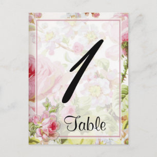 Mariage rose rose vintage Numéro de table
